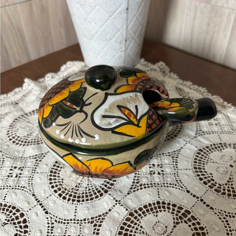 Handcrafted Mexican Talavera Salsa Guacamole Bowl with Spoon